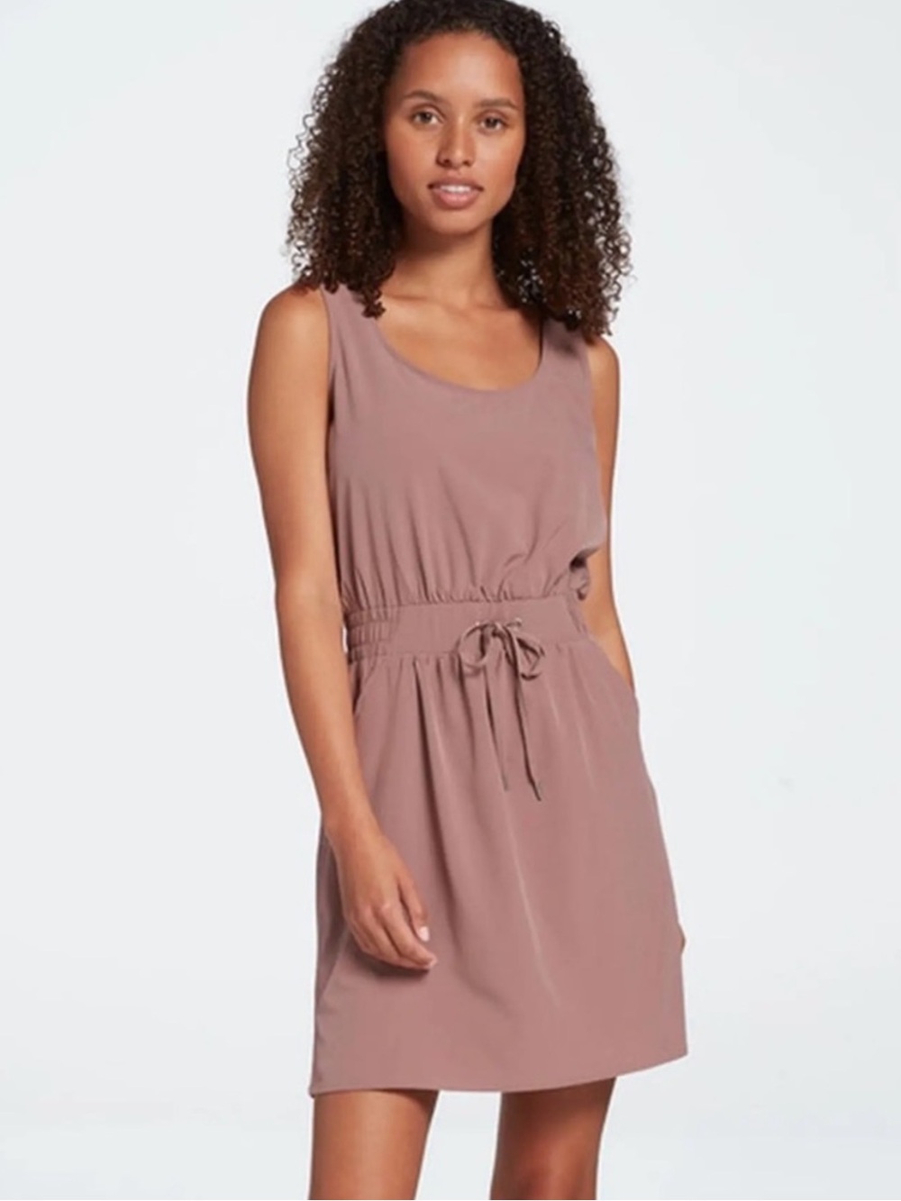 CALIA by Carrie Underwood Sleeveless Drawstring Mini Dress in Mauve size Large
